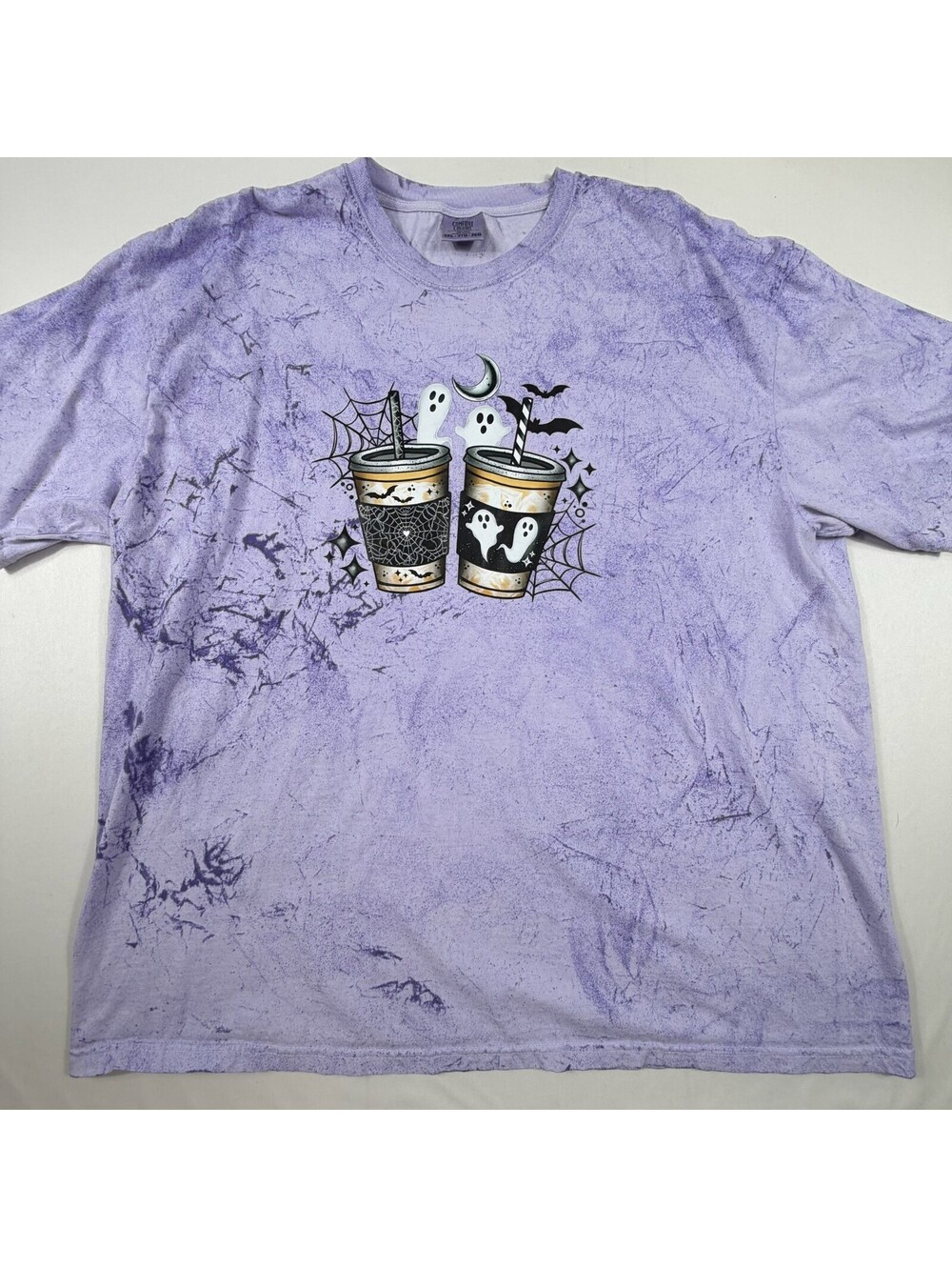 Comfort Colors Heavyweight Lavender Tie-Dye Ghost Print T-Shirt 3XL